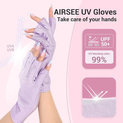 anti UV Gloves for Nail Lamp, Professional UPF50+ UV Protection Gloves for Manicures Nail Art, Fingerless Gloves