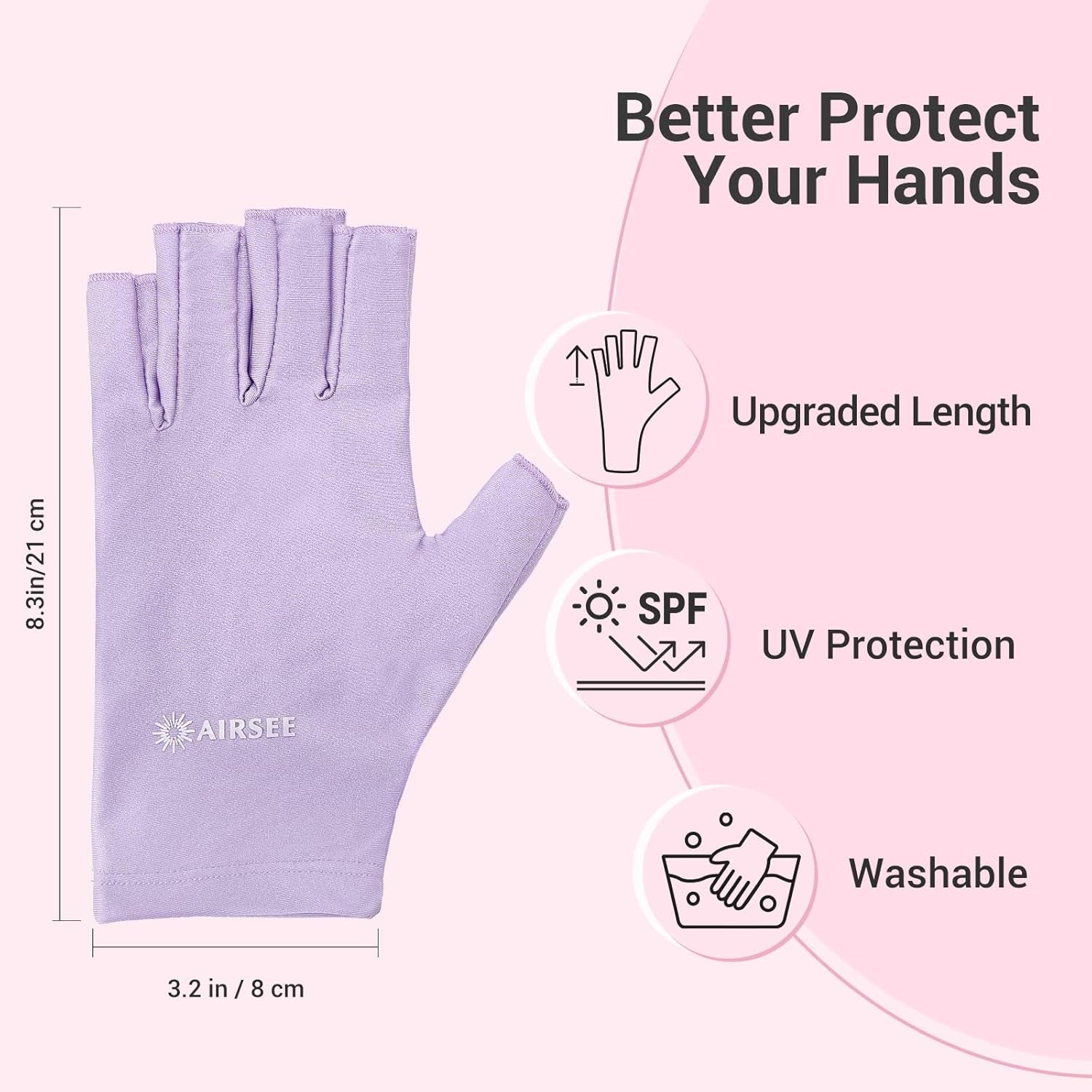 anti UV Gloves for Nail Lamp, Professional UPF50+ UV Protection Gloves for Manicures Nail Art, Fingerless Gloves