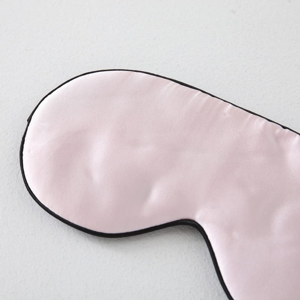 100% Silk Sleep Mask Comfortable,Super Soft Blindfold Eye Mask Block Light for Sleeping,Shift Work,Naps,Travel,Yoga with Adjustable Strap (Pink)