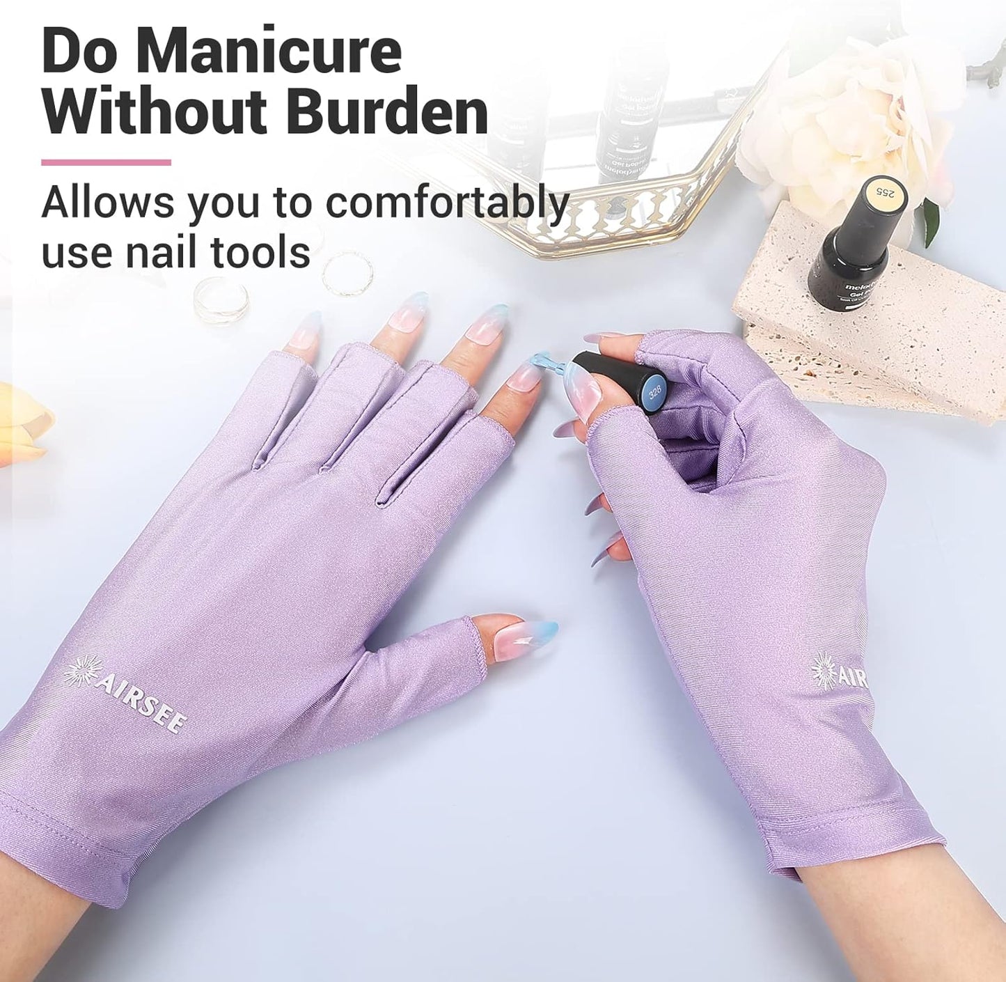 anti UV Gloves for Nail Lamp, Professional UPF50+ UV Protection Gloves for Manicures Nail Art, Fingerless Gloves