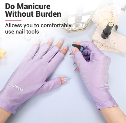 anti UV Gloves for Nail Lamp, Professional UPF50+ UV Protection Gloves for Manicures Nail Art, Fingerless Gloves