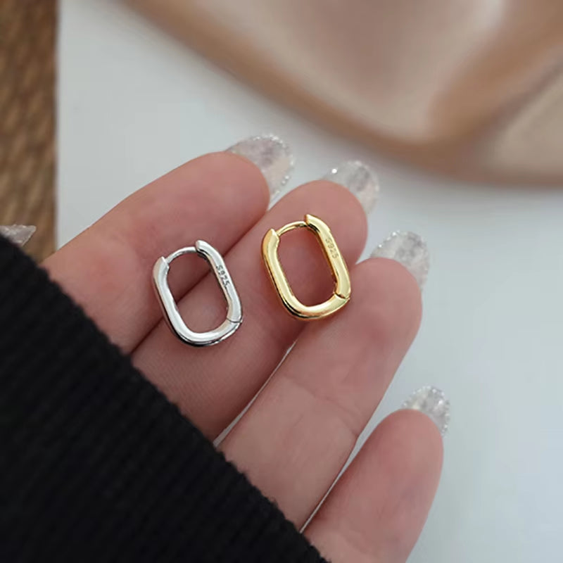 Prevent Allergy Silver Color Stud Earrings France Fashion Vintage Handmade U-Shape Circle Bride Jewelry Gifts